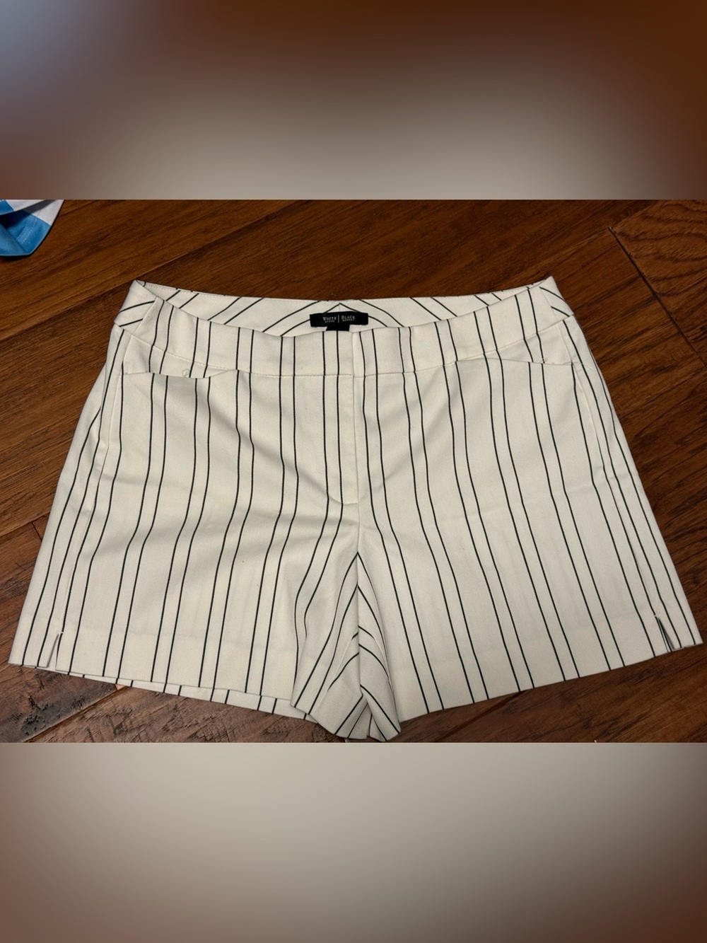 White House Black Market White with Black Pinstripe Shorts 5”Perfect length